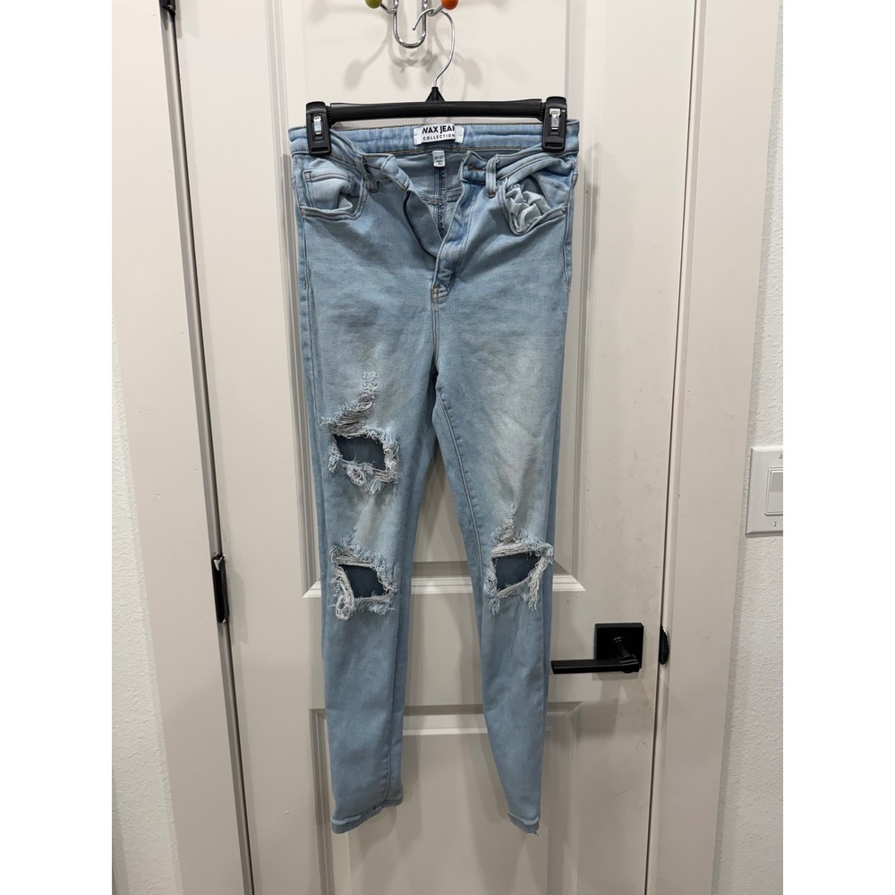 Wax Jean Collection Womens Light Wash Distressed Ripped Skinny‎ Jeans Size 5/27